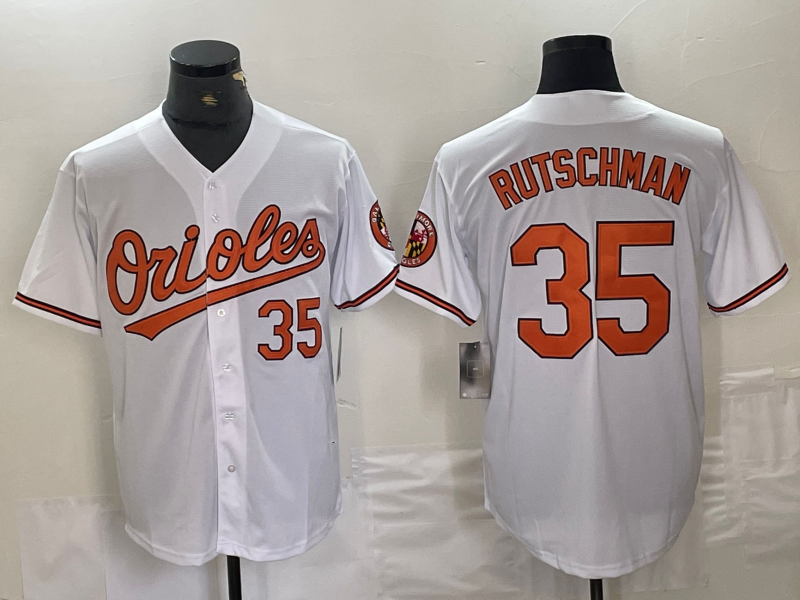 Baltimore Orioles #35 Adley Rutschman Number White Stitched Cool Base ...