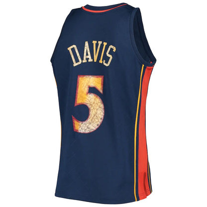 G.State Warriors #5 Baron Davis Mitchell & Ness 1996-97 Hardwood Classics 75th Anniversary Diamond Swingman Jersey Royal Stitched American Basketball Jersey