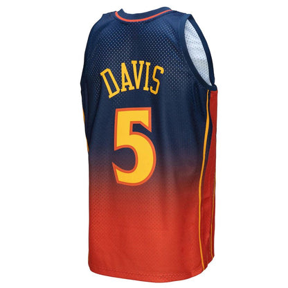 G.State Warriors #5 Baron Davis Mitchell & Ness 2006-07 Hardwood Classics Fadeaway Swingman Player Jersey Navy Orange Stitched American Basketball Jersey