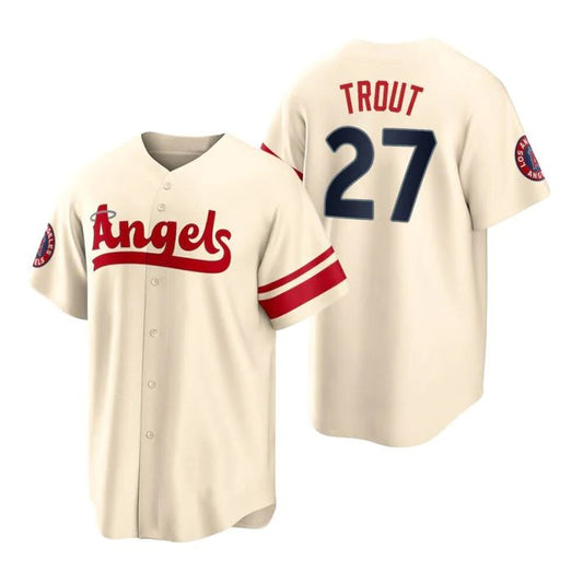Mike Trout #27 Los Angeles Angels White Flex Base Stitched Jersey