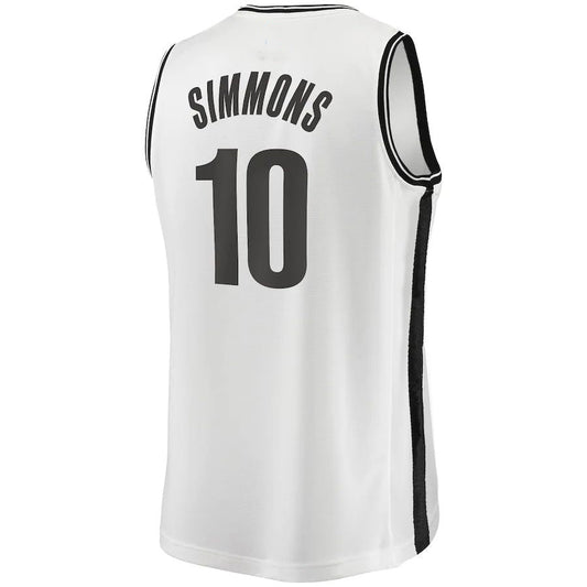 B.Nets #10 Ben Simmons  Fanatics Branded 2022-23 Fast Break Replica Jersey White Association Edition Stitched American Basketball Jersey