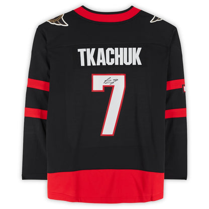 O.Senators #7 Brady Tkachuk Fanatics Authentic Autographed Breakaway Jersey Black Stitched American Hockey Jerseys