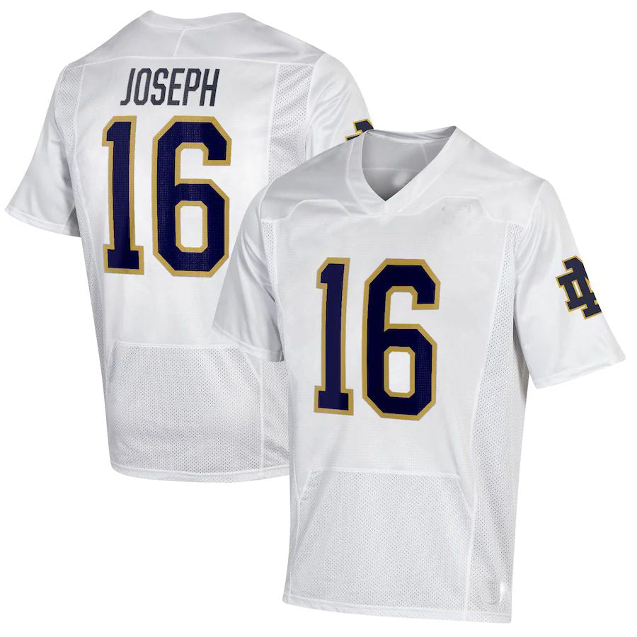 N.Dame Fighting Irish #16 Brandon Joseph Under Armour NIL Replica Football Jersey White Stitched American College Jerseys