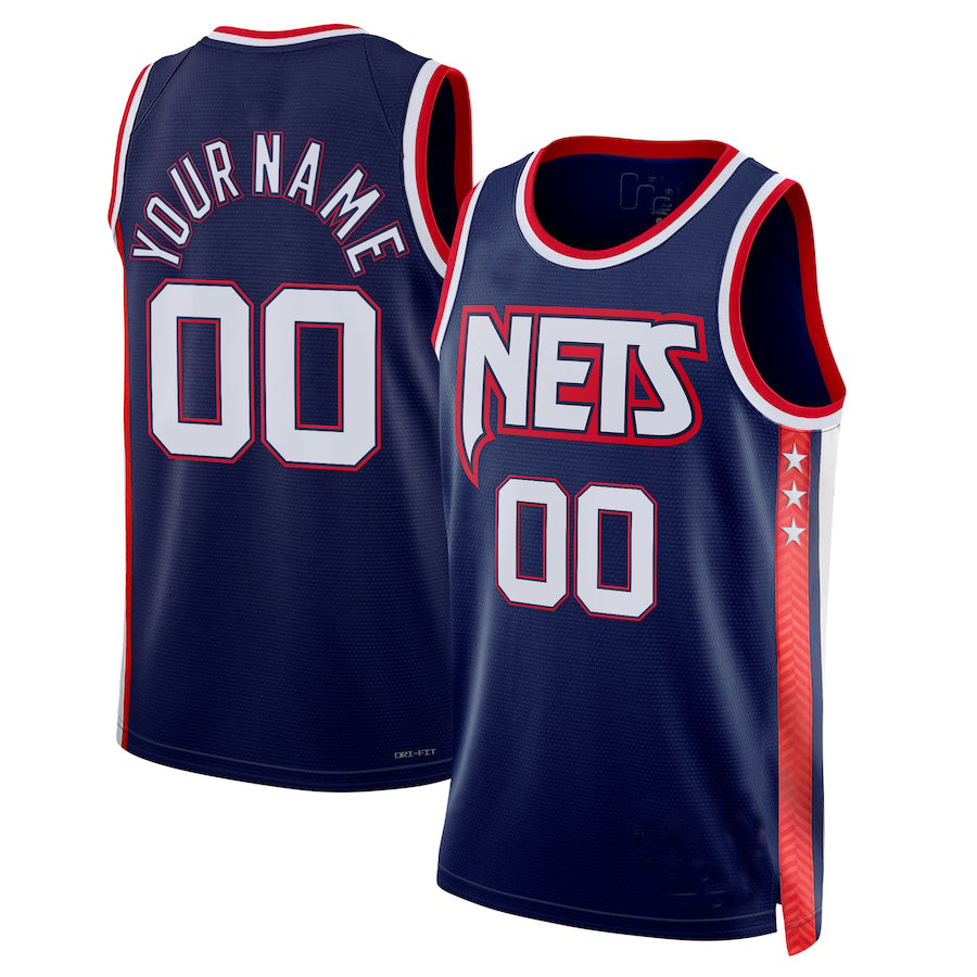 Custom B.Nets 2021-22 Swingman Jersey  City Edition Navy American Stitched Basketball Jersey