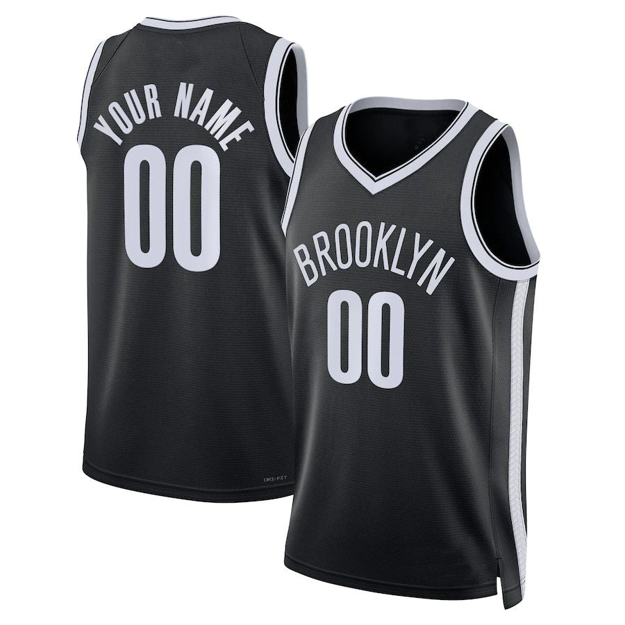 Custom B.Nets Unisex 2022-23 Swingman Jersey Black Icon Edition American Stitched Basketball Jersey