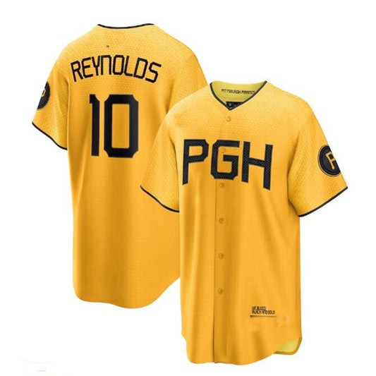 Pittsburgh Pirates #10 Bryan Reynolds 2023 City Connect Replica Player Jersey - Gold Baseball Jerseys