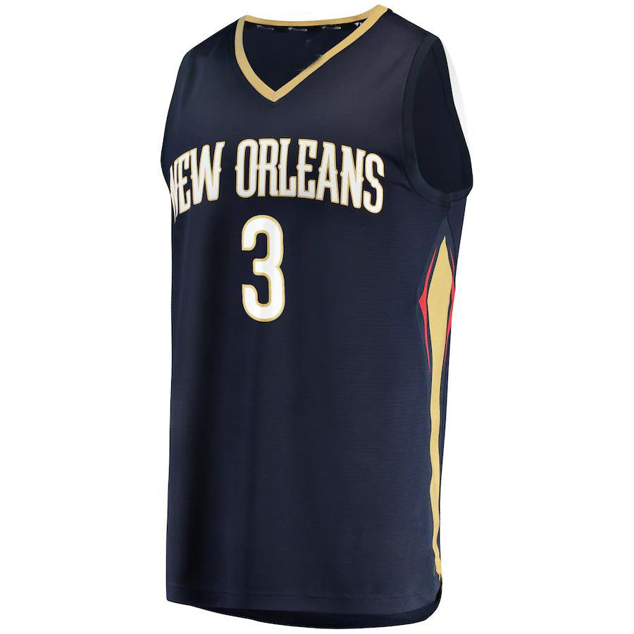 NO.Pelicans #3 C.J. McCollum Fanatics Branded 2022-23 Fast Break Replica Jersey Navy Icon Edition Stitched American Basketball Jersey