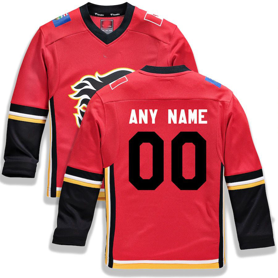 Custom C.Flames Fanatics Branded Alternate Replica Red Stitched American Hockey Jerseys