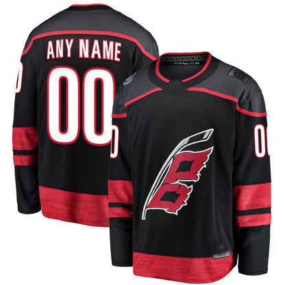 Custom C.Hurricanes Fanatics Branded Alternate Breakaway Jersey Black Stitched American Hockey Jerseys