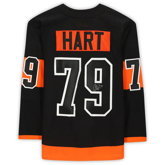 P.Flyers #79 Carter Hart Fanatics Authentic Autographed  Black Stitched American Hockey Jerseys