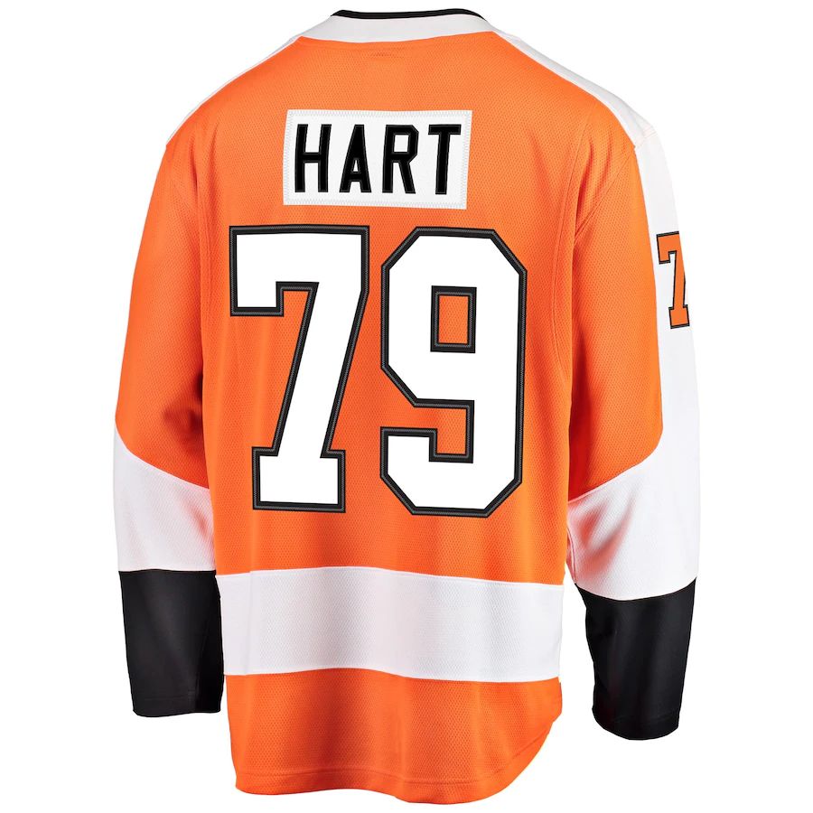 P.Flyers #79 Carter Hart Fanatics Branded Home Premier Breakaway Player Jersey Orange Stitched American Hockey Jerseys