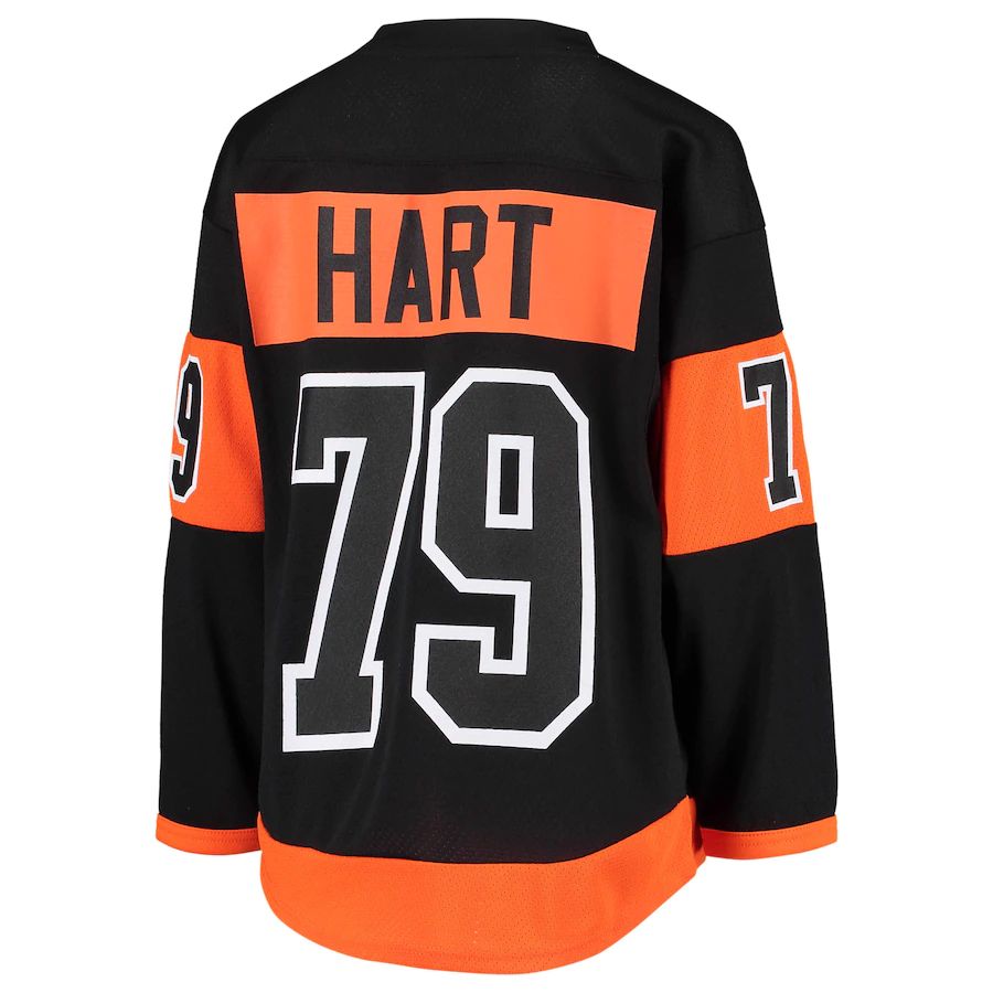 P.Flyers #79 Carter Hart Flyers 2018-19 Alternate Replica Player Jersey Black Stitched American Hockey Jerseys