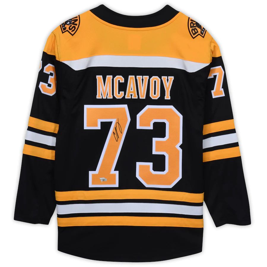 B.Bruins #73 Charlie McAvoy Fanatics Authentic Autographed Black Fanatics Breakaway Jersey Stitched American Hockey Jerseys