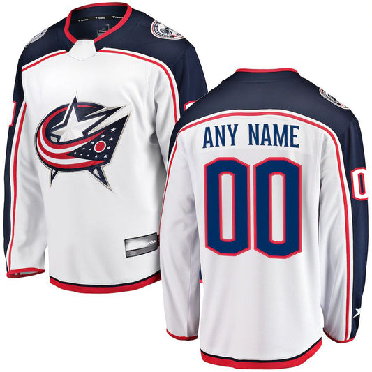 Custom C.Blue Jackets T Fanatics Branded Away Breakaway ersey White Stitched American Hockey Jerseys