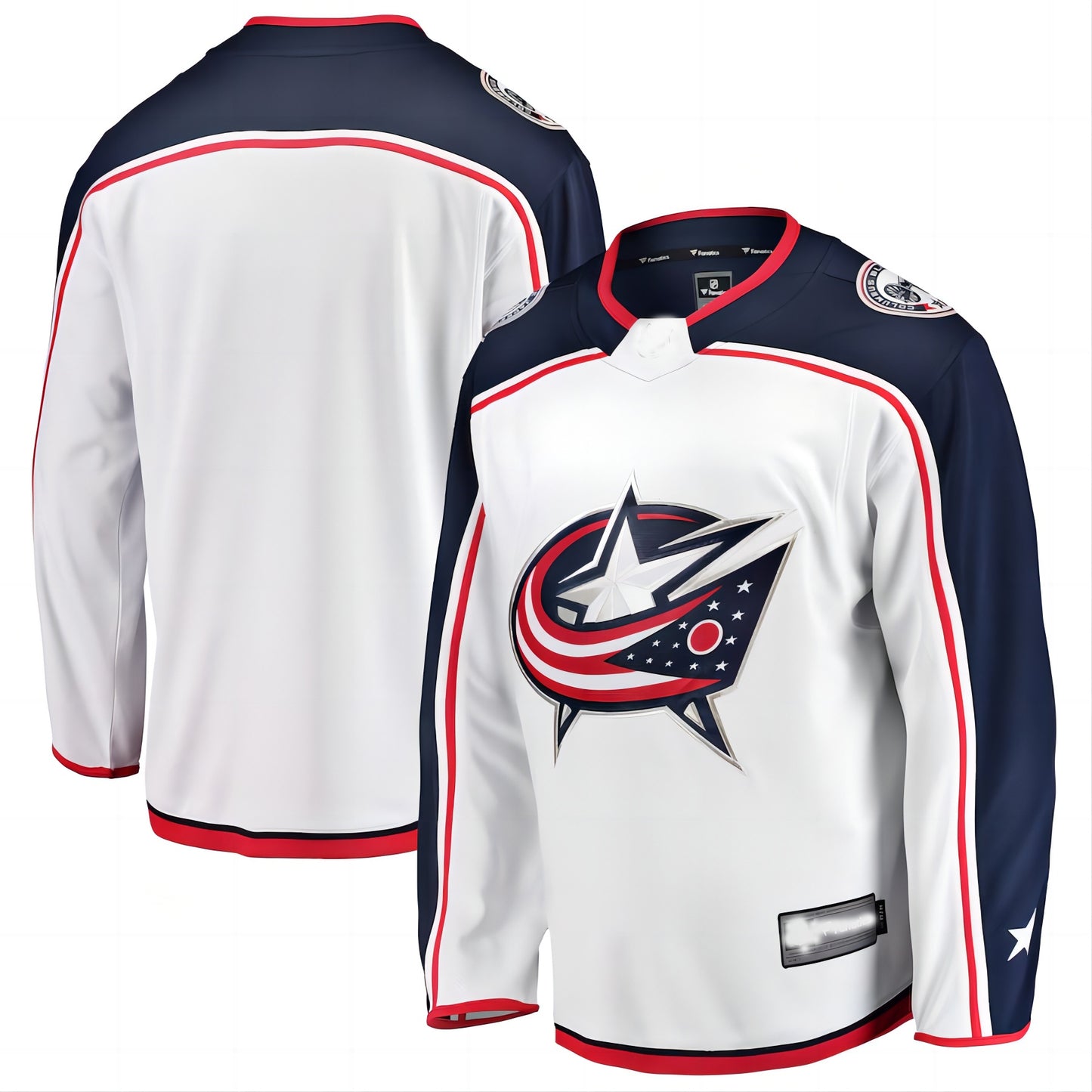 C.Blue Jackets Fanatics Branded Breakaway Away Jersey White Stitched American Hockey Jerseys