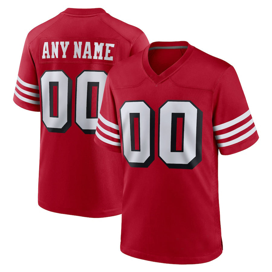 Custom SF.49ers New Red Black Stitched American Football Jerseys 2022 ...