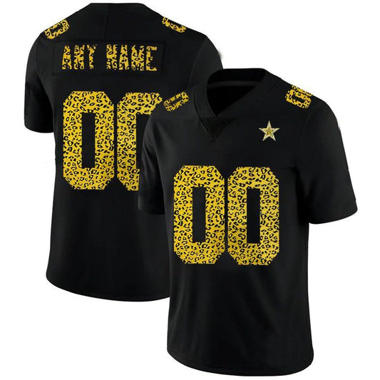 Custom D.Cowboys Jersey Black Limited Fashion Vapor Leopard Print Stitched  Football Jerseys