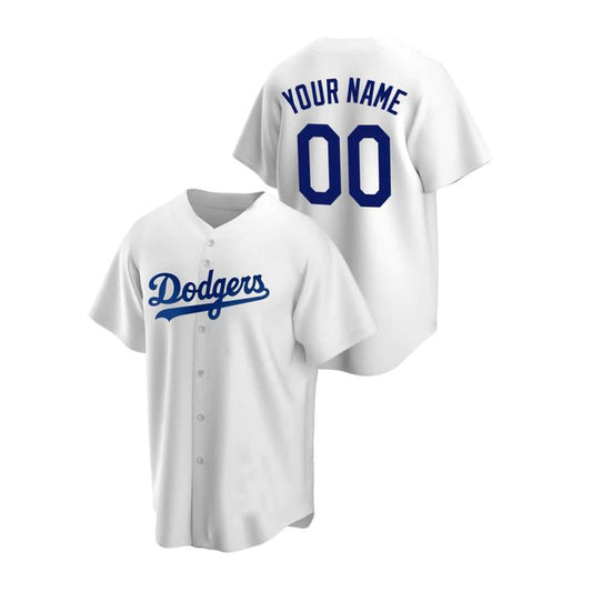 Personalized Dodgers Jersey: White Stitch Baseball Style