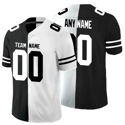 Custom M.Dolphins  Any Team Black And White Peaceful Coexisting American jersey Stitched Football Jerseys