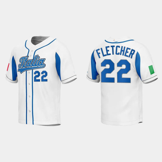 #22 DAVID FLETCHER ITALY BASEBALL 2023 WORLD BASEBALL CLASSIC JERSEY ¨C WHITE Stitches Baseball Jerseys