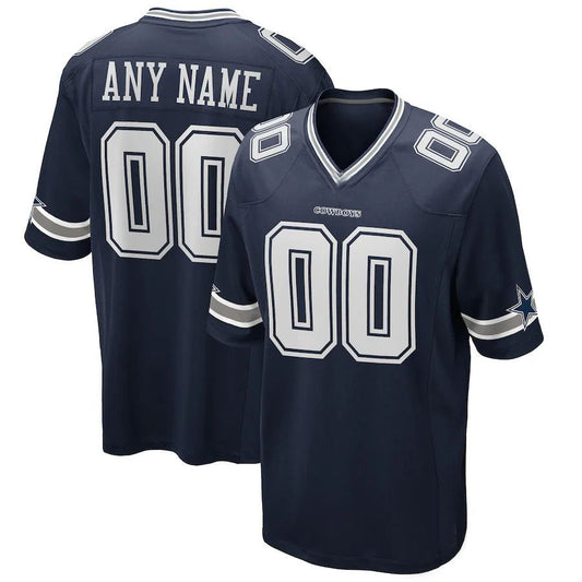 Custom D.Cowboys Navy Game Jersey Stitched Football Jerseys