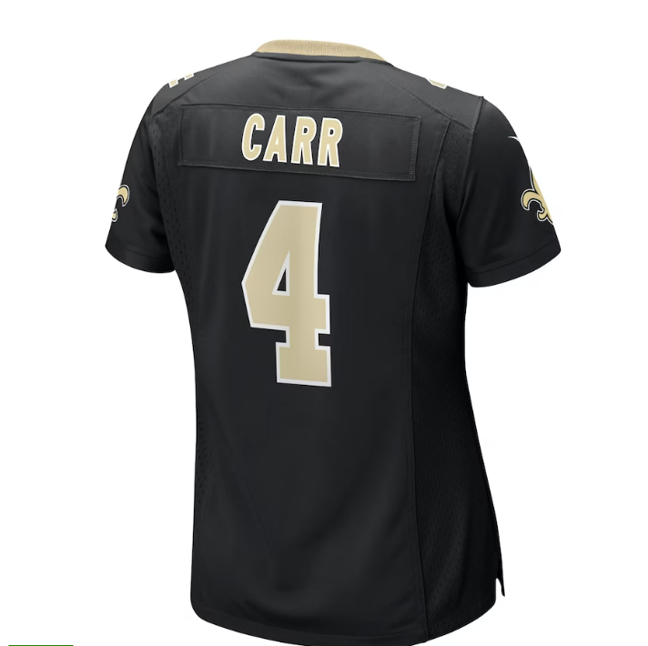 NO.Saints #4 Derek Carr Game Jersey - Black Stitched American Football Jerseys