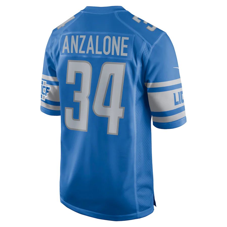 D.Lions #34 Alex Anzalone Blue Game Jersey Stitched American Football Jerseys