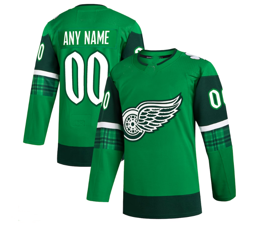 Custom D.Red Wings 2023 St. Patrick's Day Primegreen Authentic Custom Jersey - Kelly Green Stitched American Hockey Jerseys