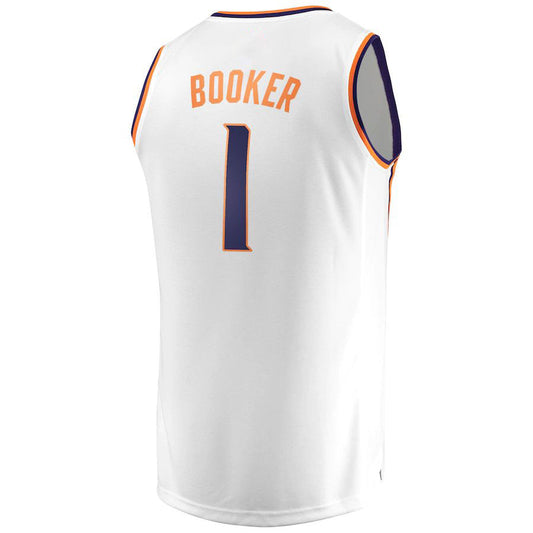 P.Suns #1 Devin Booker Fanatics Branded Fast Break Replica Jersey White  Association Edition Stitched American Basketball Jersey