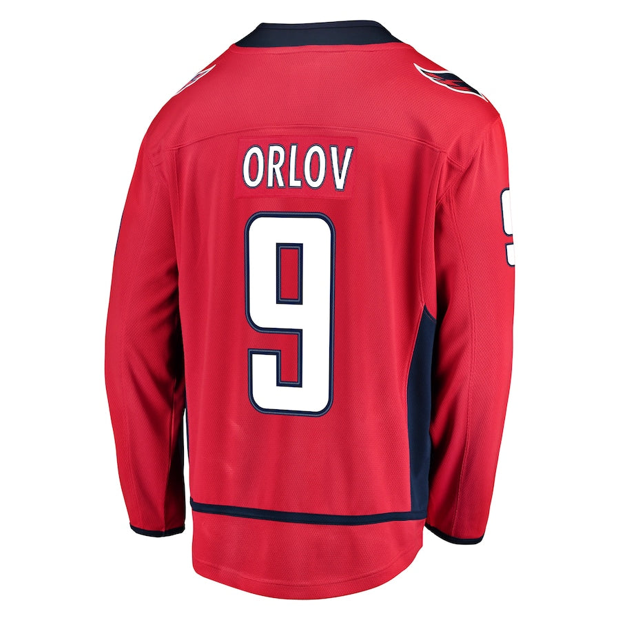 W.Capitals #9 Dmitry Orlov Fanatics Branded Home Breakaway Player Jersey Red Stitched American Hockey Jerseys