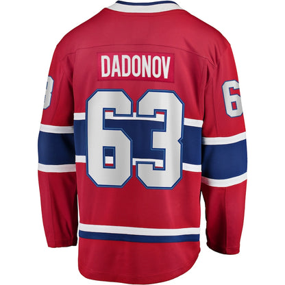 M.Canadiens #63 Evgenii Dadonov Fanatics Branded Home Breakaway Player Jersey Red Stitched American Hockey Jerseys