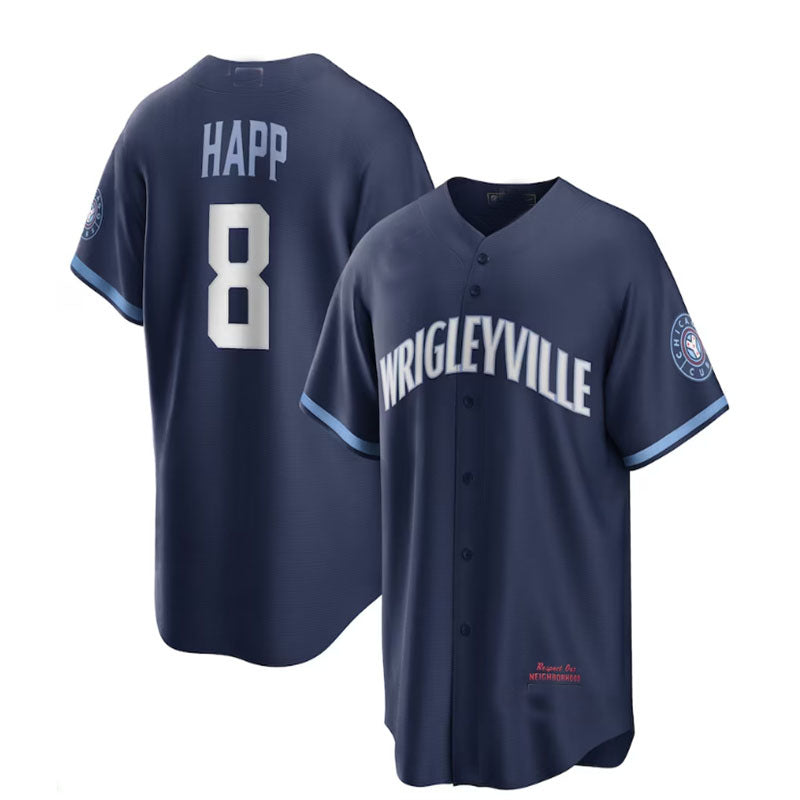 Chicago Cubs #8 Ian Happ City Connect Replica Player Jersey - Navy Bas 