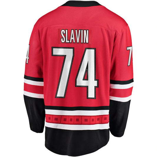 C.Hurricanes #74 Jaccob Slavin Fanatics Branded Breakaway Player Jersey  Red Stitched American Hockey Jerseys