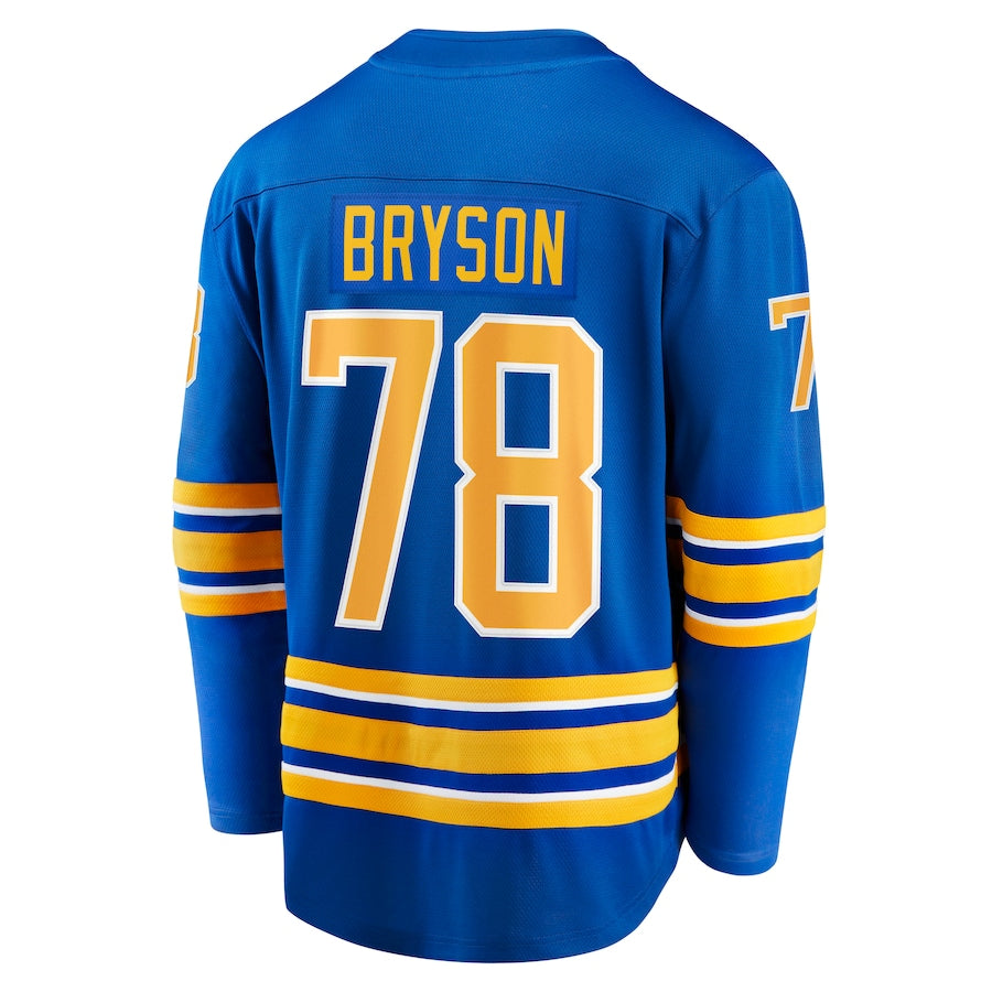 B.Sabres #78 Jacob Bryson Fanatics Branded Home Breakaway Player Jersey  Royal Stitched American Hockey Jerseys