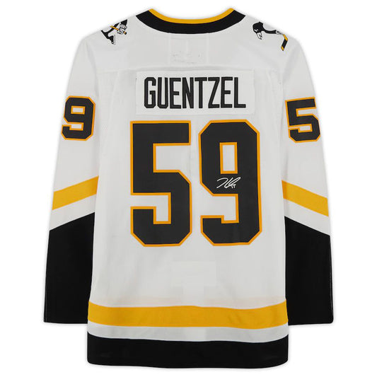 P.Penguins #59 Jake Guentzel Fanatics Authentic Autographed 2020 Reverse Retro  White Stitched American Hockey Jerseys