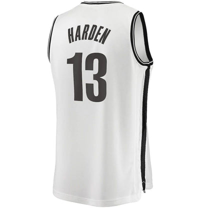 B.Nets #13 James Harden Fanatics Branded 2020-21 Fast Break Replica Jersey Association Edition White Stitched American Basketball Jersey