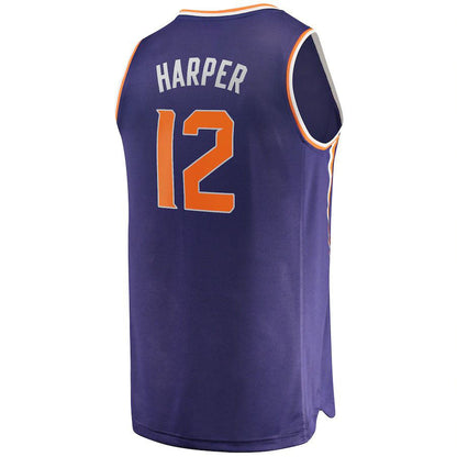 P.Suns #12 Jared Harper Fanatics Branded  Fast Break Player Jersey Icon Edition Purple Stitched American Basketball Jersey