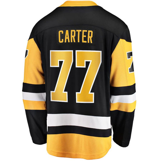 P.Penguins #77 Jeff Carter Fanatics Branded 2017-18 Home Breakaway Replica Jersey  Black Stitched American Hockey Jerseys