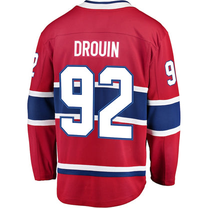 M.Canadiens #92 Jonathan Drouin Fanatics Branded Breakaway Player Jersey Red Stitched American Hockey Jerseys