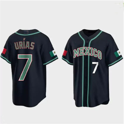 #7 Julio Urias Mexico Baseball 2023 World Baseball Classic Jersey ¨C Black Stitches Baseball Jerseys