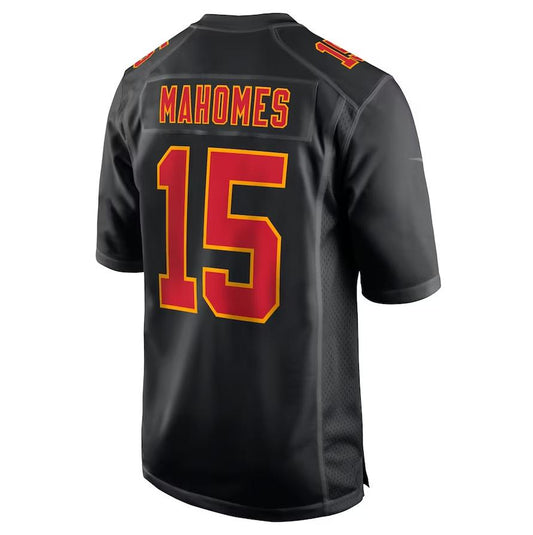 KC.Chiefs #15 Patrick Mahomes Black Carbon Fashion Game Player Jersey Football Jerseys