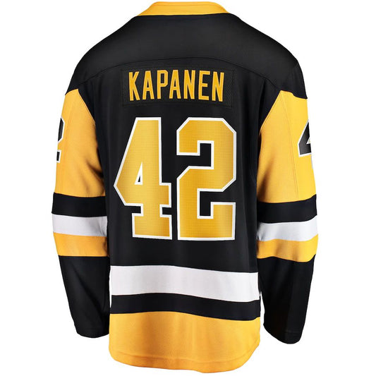 P.Penguins #42 Kasperi Kapanen Fanatics Branded Home Breakaway Jersey Black Stitched American Hockey Jerseys