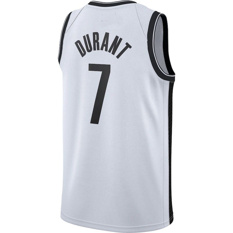 B.Nets #7 Kevin Durant 2020-21 Swingman Jersey White Association Edition Stitched American Basketball Jersey