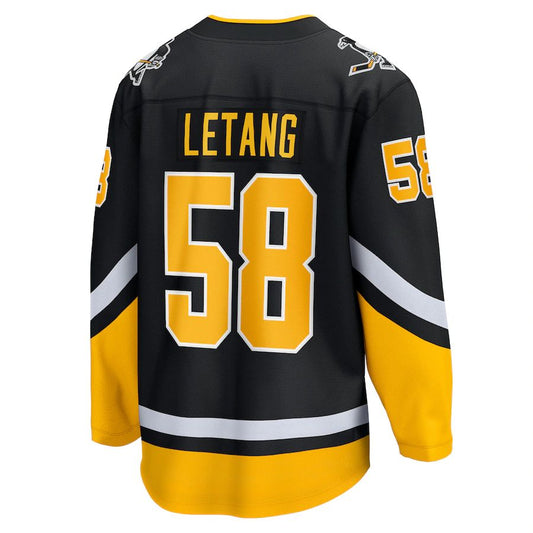 P.Penguins #58 Kris Letang Fanatics Branded 2021-22 Alternate Premier Breakaway Player Jersey  Black Stitched American Hockey Jerseys