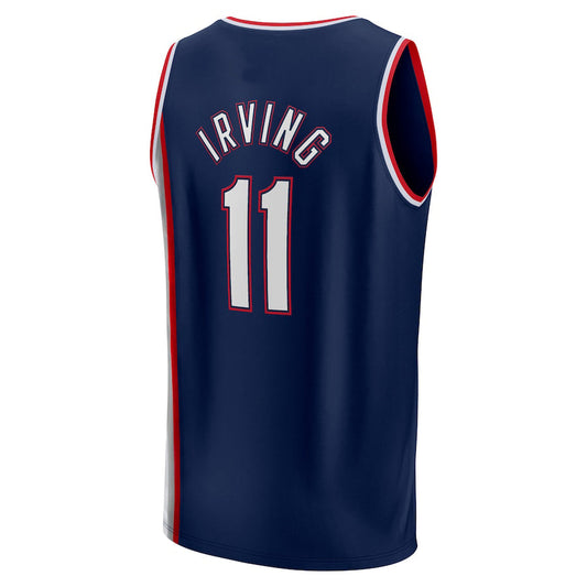 B.Nets #11 Kyrie Irving Fanatics Branded 2021-22 Fast Break Replica Jersey  City Edition Navy Stitched American Basketball Jersey