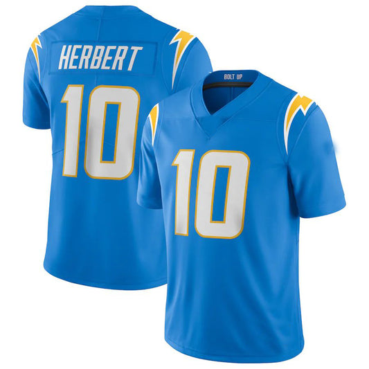 LA.Chargers #10 Justin Herbert Powder Blue Vapor Limited Jersey Stitched American Football Jerseys