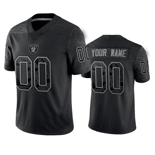 Custom L.Raiders Active Player Black Reflective Limited Stitched Football Jersey American Jerseys