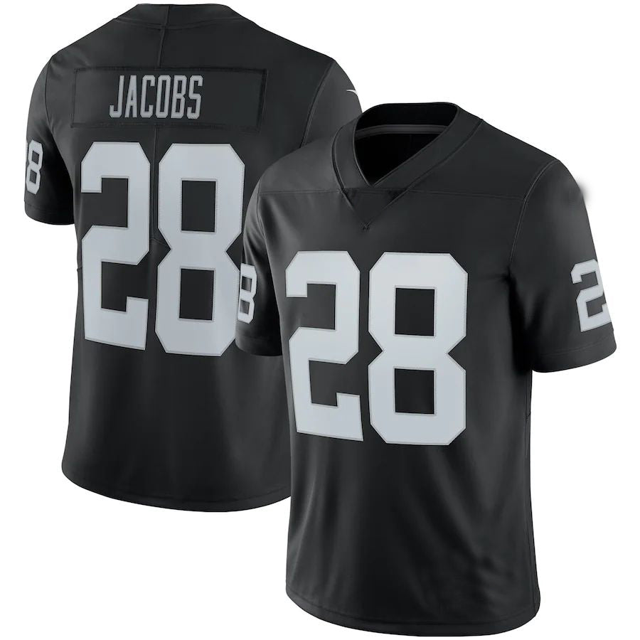 L.Raiders #28 Josh Jacobs Black Vapor Limited Jersey Stitched American Football Jerseys