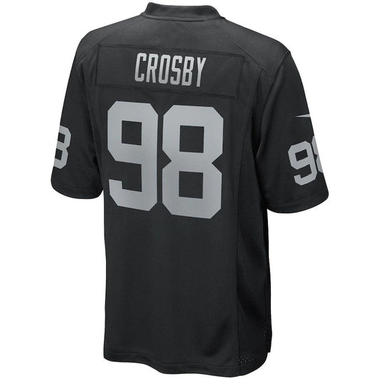 L.Raiders #98 Maxx Crosby Black Game Player Jersey Stitched American Football Jerseys