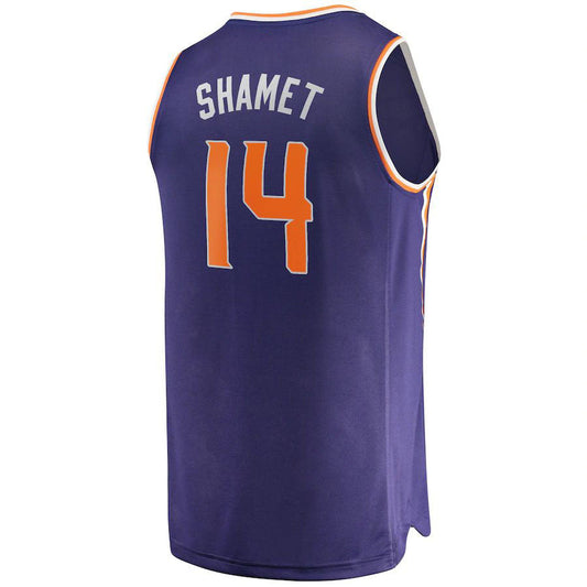 P.Suns #14 Landry Shamet Fanatics Branded  2021-22 Fast Break Replica Jersey Icon Edition Purple Stitched American Basketball Jersey